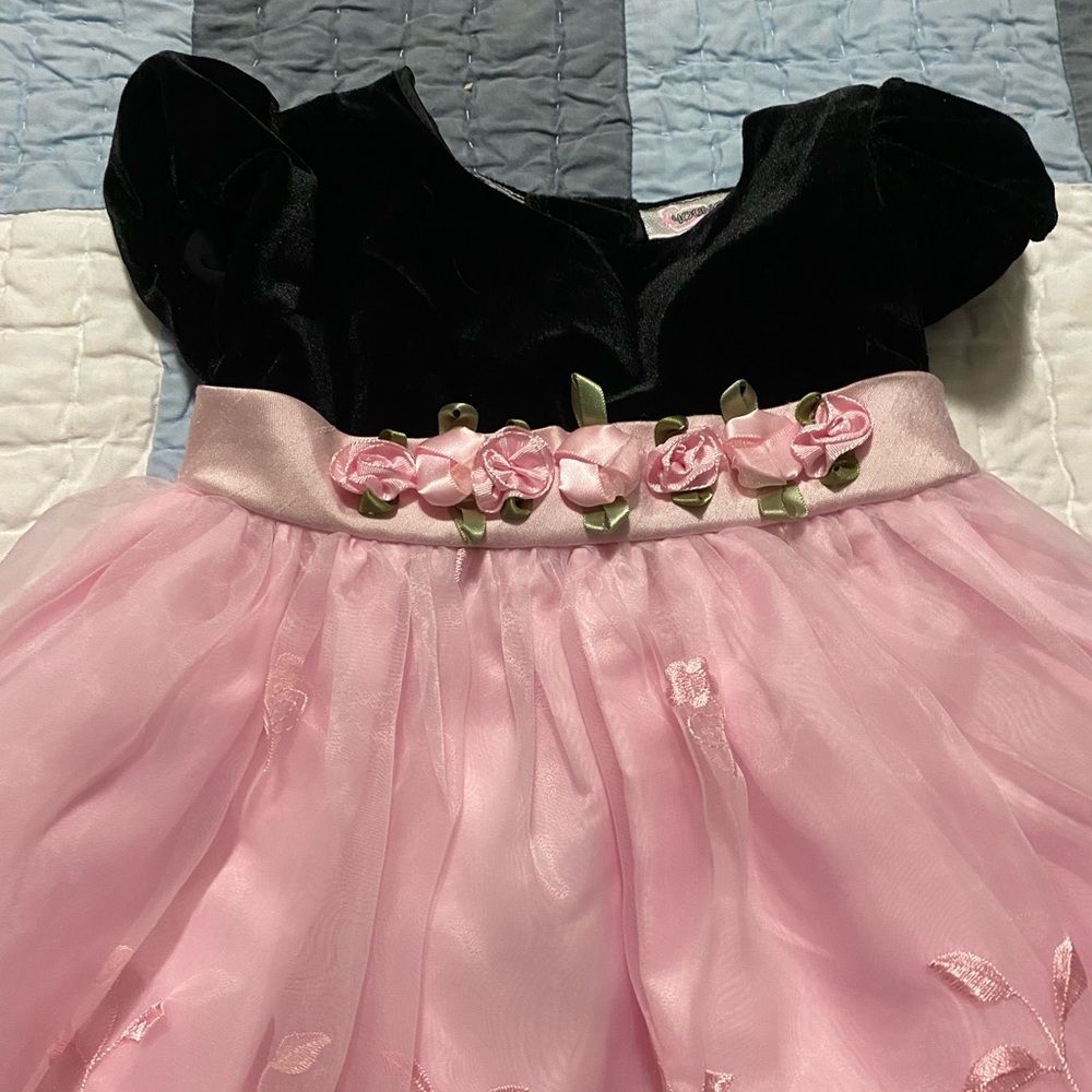 Youngland gorgeous black and pink dress - 18 month
